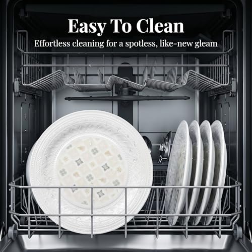 Bone China Salad Plates Set of 6, 8 Inch Patterned Dessert Plates - Image 5
