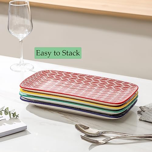 Selamica Ceramic 12 Inch Rectangular Serving Platters Set of 4 - Image 4