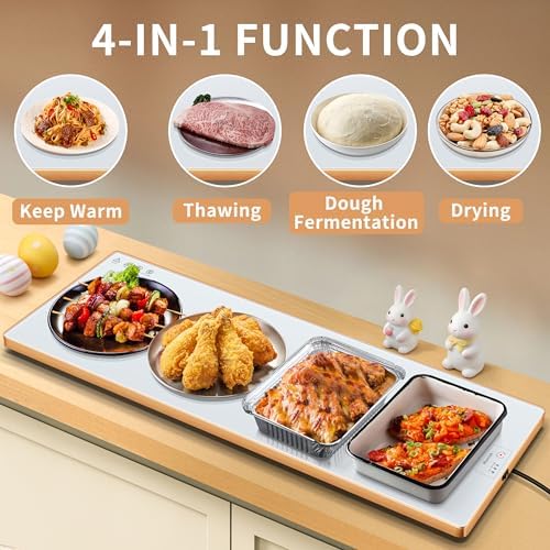 Electric Warming Tray,Extralong 40"x12",Tempered Glass Warming Mat for Food - Image 5