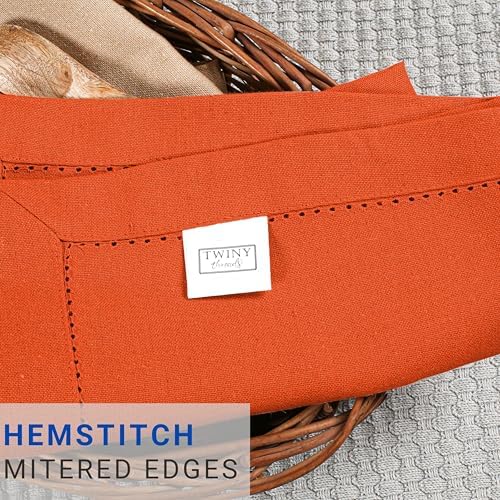 TWINY threads 4Pcs 100% Cotton Cloth Napkins, 18"x18", Reusable, Orange - Image 5