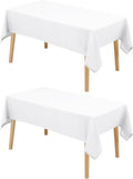 Hiasan 2 Pack Faux Linen Rectangle Tablecloth - Wrinkle and Stain Resistant Washable Table Cloth for Kitchen Dining Room Holiday Table Cover for Party Dinner, White, 54 x 80 Inch