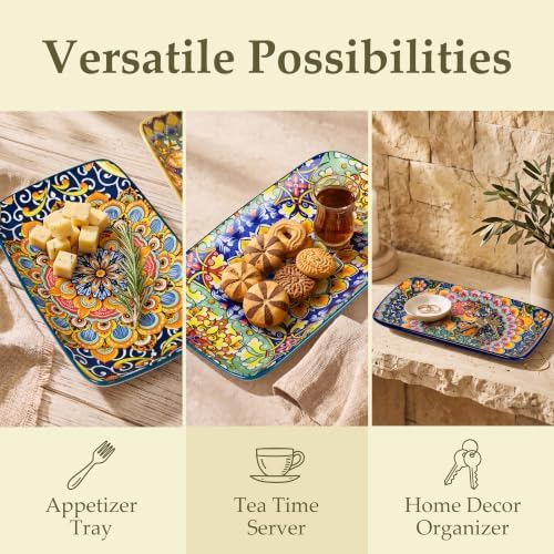 HaWare Boho 9.5 Inch Rectangular Dinner Plates Set of 4 - Image 5
