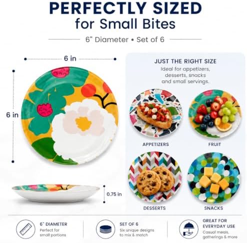 French Bull Melamine Assorted Plates-6 Piece Set -Melamine Dinnerware-Platter, Serving, Party, Platter, Dish (6" Appetizer Plate, Assorted) - Image 2