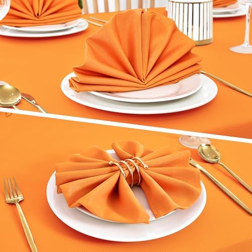 Wolkemer Set of 4 Orange Cloth Napkins 17x17 Inches Washable Dinner Napkins - Image 4