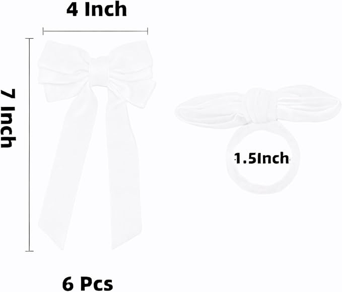 White Velvet Bow Napkin Rings Set of 6 Luxury Soft Velvet Napkin Holders, Elegant Bow Design for Christmas Holiday Dinner Wedding Party Table Decor