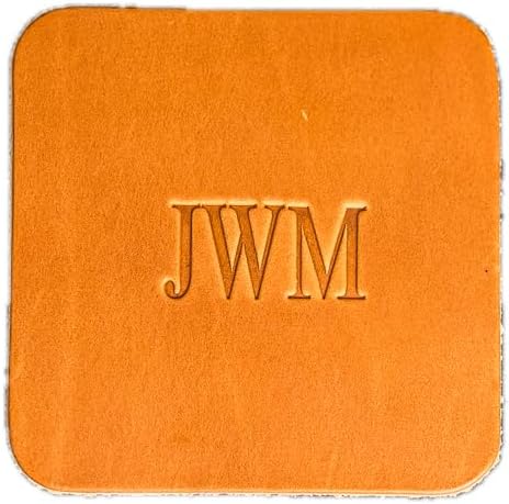 Ox & Pine Personalized Leather Coaster - Sold Individually or in Sets of 4 - Customize Inscription - 100% Full-Grain Leather – 4" Round or 4" Square (Square, Harvest, 1 Individual Coaster)