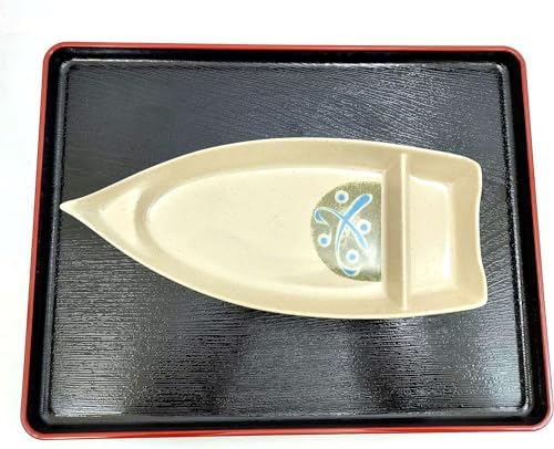 JapanBargain Sushi Boat Serving Plates 6-Pack, 10 Inch Japanese Sushi Sashimi Platter with Sauce Divider, Melamine Sushi Serving Tray for Sushi, Appetizers, Snacks, Restaurant Style Plate - Image 5
