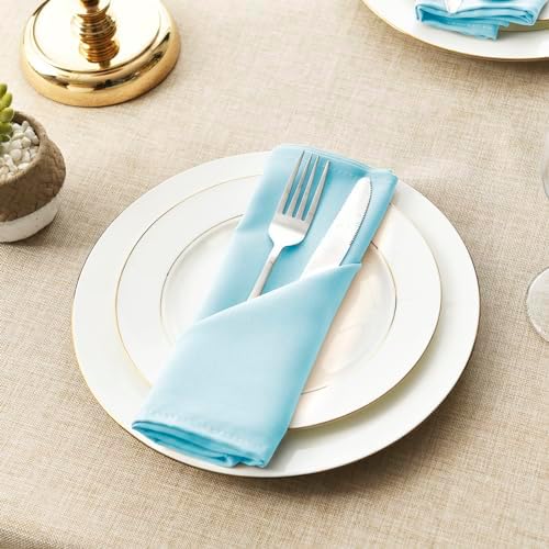 Hiasan Cloth Napkins Set of 6, 18 x 18 Inch, Sky Blue - Image 3