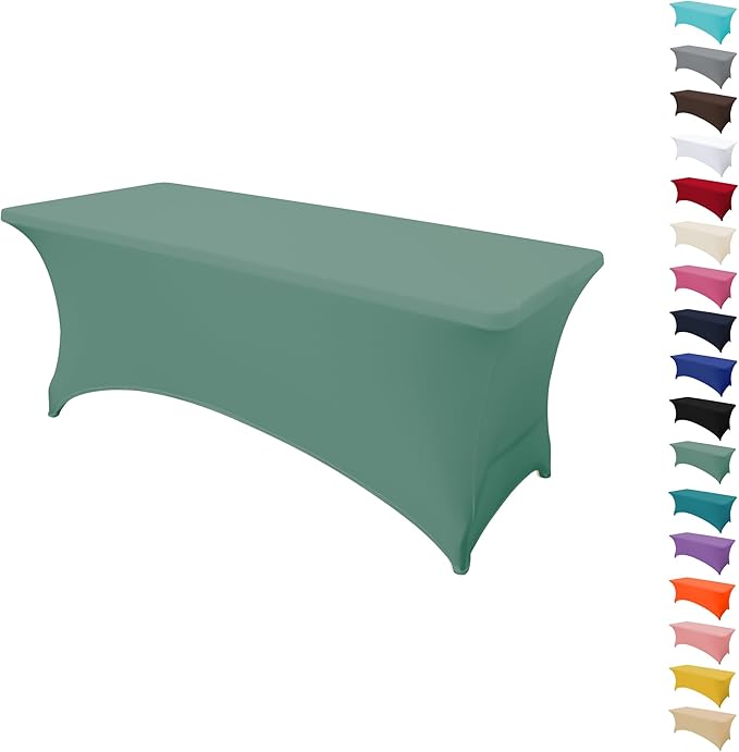 4FT Table Cloth for Rectangular Fitted Events Stretch Turquoise Stone Table Covers Washable Spandex Tablecloth Protector for Party, Wedding, Cocktail, Banquet, Festival