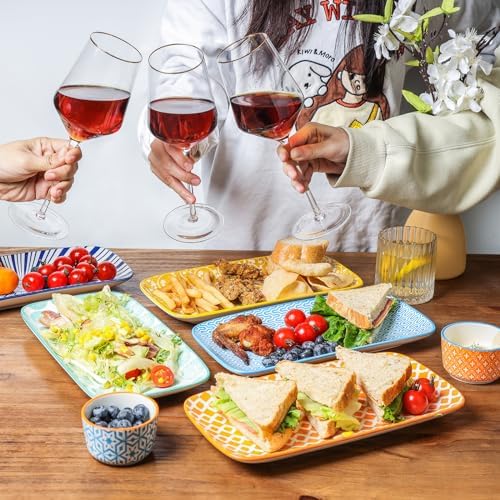 Selamica Ceramic Serving Platters, 12 Inch Serving Trays for Party Entertaining, Large Rectangular Serving Plates, Set of 6, Assorted Colors - Image 5