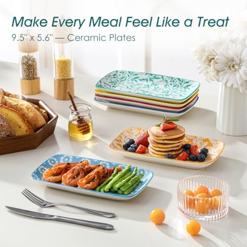vancasso Selene Rectangular Dinner Plates 9.5"x5.6"Inch, Ceramic - Image 2
