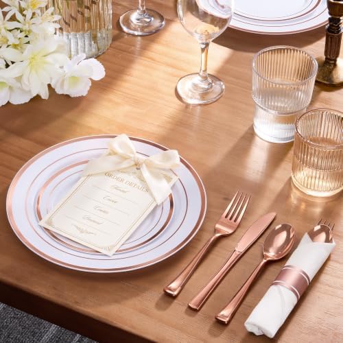 Goodluck 100 Pack Pre Rolled Rose Gold Plastic Silverware - Image 2