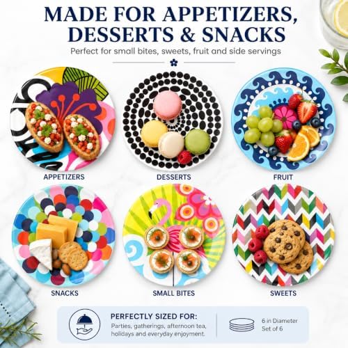 French Bull Melamine Assorted Plates-6 Piece Set -Melamine Dinnerware-Platter, Serving, Party, Platter, Dish (9" Salad Plate, Assorted) - Image 3