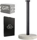 Paper Towel Holder Countertop, Standing Paper Towel Roll Holder for Kitchen Bathroom, with Weighted Marble Base for One-Handed Operation (Black), Black Paper Towel Holder, Marble