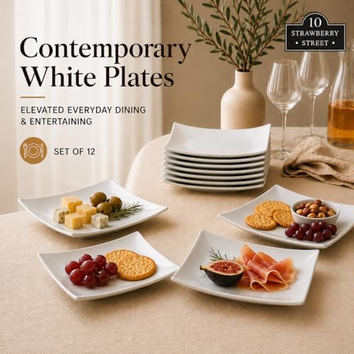 10 Strawberry Street 6" Catering Square Coupe Appetizer Plate, Set of 12,White - Image 3