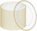 24 Pack Clear Charger Plates 13 Inch Acrylic Round Dinner Chargers with Gold Beaded Rim, Plastic Round Decorative Plates for Kitchen Wedding Party Home and Tabletop Decoration by Tomeurperf