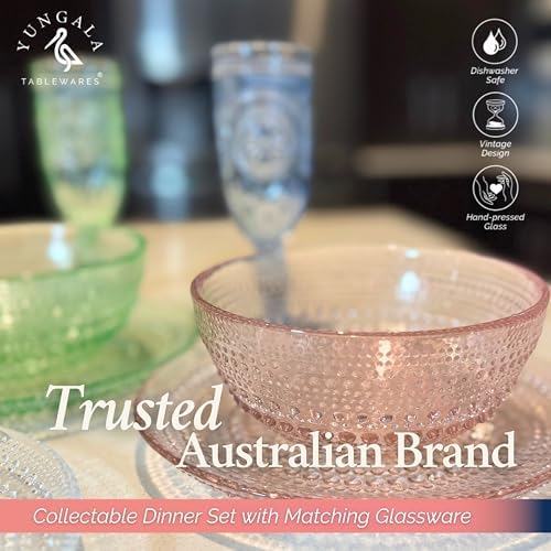 Pink Hobnail Glass Bowl Set of 4 Pressed Glass Bowls 20 oz - Image 2