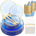 DaYammi 175PCS Clear Blue Plastic Dinnerware Set for 25 Guests by DaYammiwillaccompanyyou
