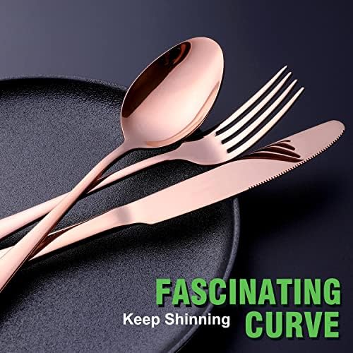 Copper/Rose Gold Silverware Set, OGORI 24-Piece Stainless Steel Flatware Set, Service of 6 - Image 5