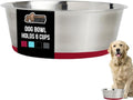 GORILLA GRIP Set of 2 Dog Bowls, Holds 6 Cups (48 fl oz), Heavy Duty Metal Food and Water Bowl for Feeding Dogs and Cats, Dishwasher Safe, Rust Resistant Stainless Steel, BPA Free Rubber Base, Red