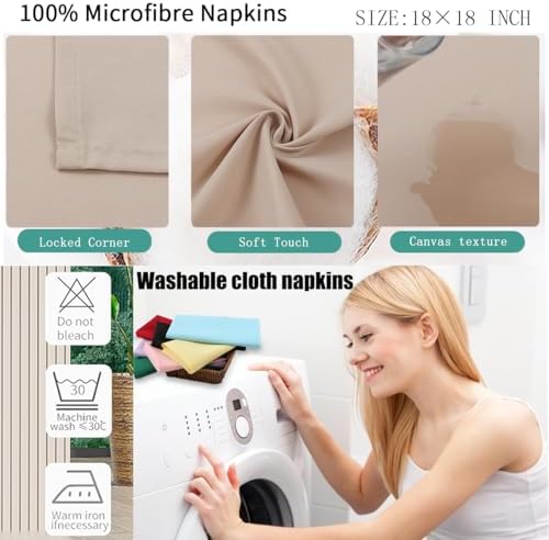Beige Cloth Napkins Set of 8,Washable,Soft, Wrinkless (Sandy) - Image 3