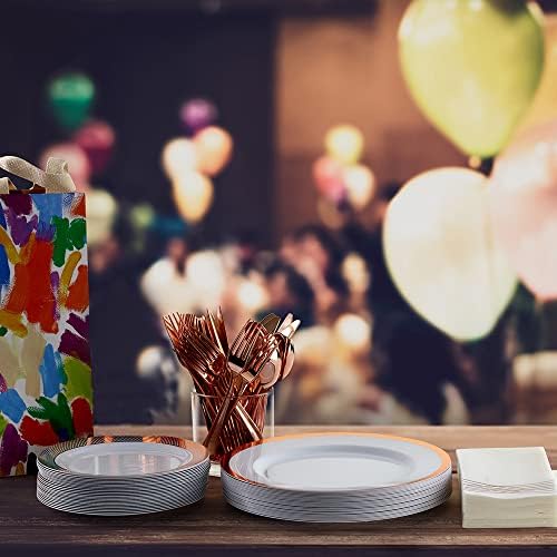 By Madee HEAVYWEIGHT Rose Gold Fancy Disposable Dinnerware Set, 175 Pc - Image 6