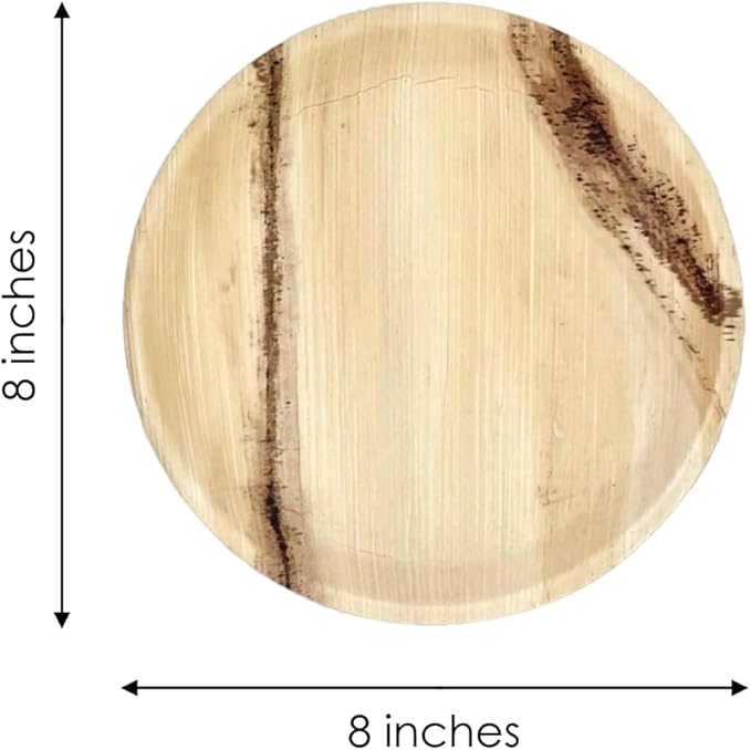 NEATtable Palm Leaf Plates | Disposable & Compostable | Eco Friendly & 100% Natural | Great for Outdoor Events, Weddings, Parties, Barbecues | 8-inch Round Plate, Pack of 25
