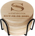 Personalized Wooden Coasters for Drinks - Custom Engraved, Monogram Design - Great Gifts for Relatives, Friends or Yourself (S, Set of 6)