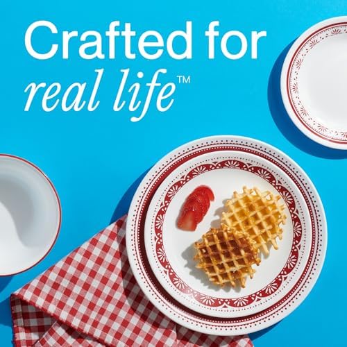 Corelle Everyday 18-PC Dinnerware Set Service for 6, Durable and Eco-Friendly, Higher Rim Glass Plate & Bowl Set, Microwave and Dishwasher Safe, Sadie - Image 6