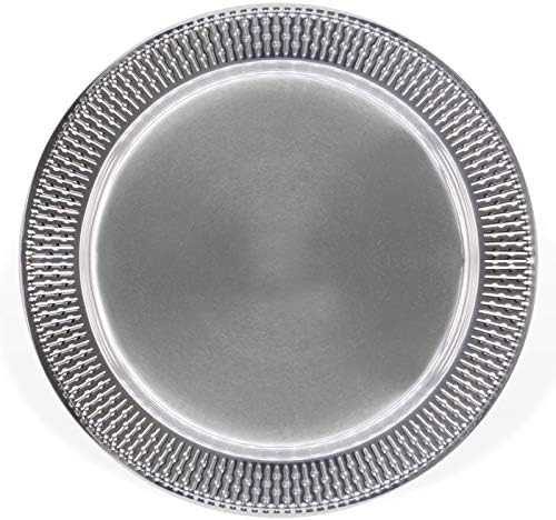 Brightalk 13-Inch Stainless Steel Beaded Charger Plates, Silver Dinner Plate Chargers Set of 6, Round Server Ware by Brightalk