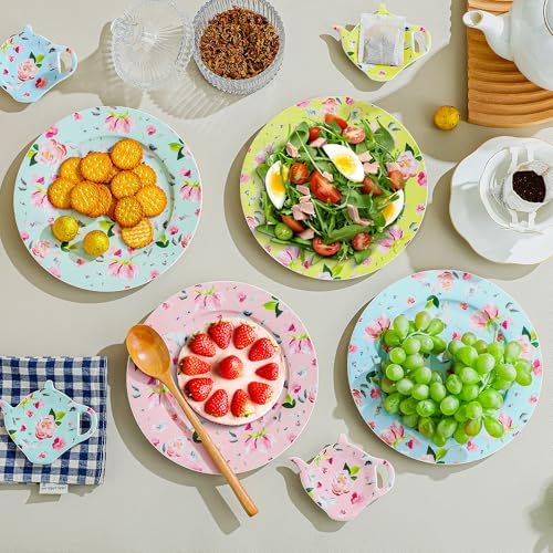 8" Porcelain Dessert Plates Set of 8, Floral Elegant Gift - Image 5