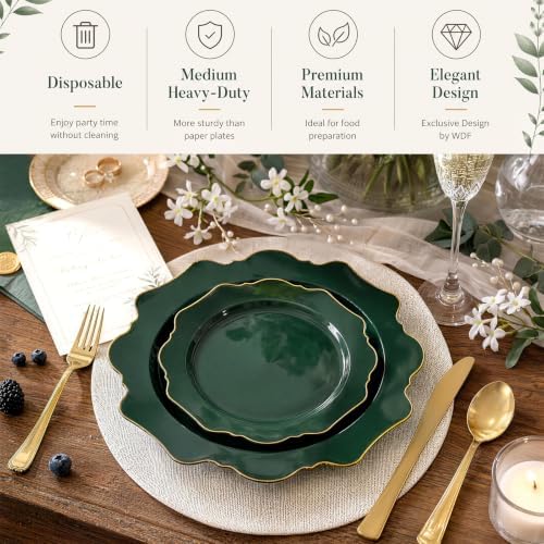 WDF 50PCS Green Plastic Plates Fancy Green Disposable Plates for Party - Image 3