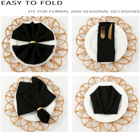 Cloth Napkins Set of 8, 18 x 18 inches, Machine Washable Cloth Napkins, Made of 100% Microfibre,Reusable Dinner Napkins for Restaurants,Weddings,Parties,Every use (Formal Black) - Image 4