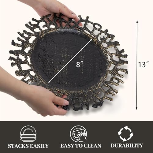 MAONAME Black Charger Plates Set of 12, Plastic Charger for Dinner Plates - Image 2