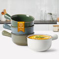 MONITO 28 Oz French Onion Soup Bowls, Ceramic Soup Bowls with Handles, Stackable Soup Crocks, Oven/Microwave/Dishwasher Safe, for Cereal, Soups, Casseroles
