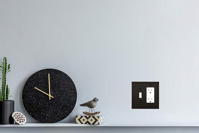 Henne Bery Modern Edge Decorative Wall Plate Switch Plate Outlet Cover, Durable Solid Zinc Alloy (Toggle/Decorator, Matte Black)