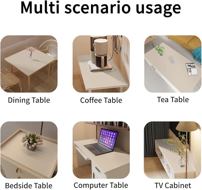 Leather Table Cover,1.8mm Thick,42x72 Inch Table Protector,Table Protector for Dining Room Table,Dining Room Table Protector Pad.(Beige+Light Gray,42x72)