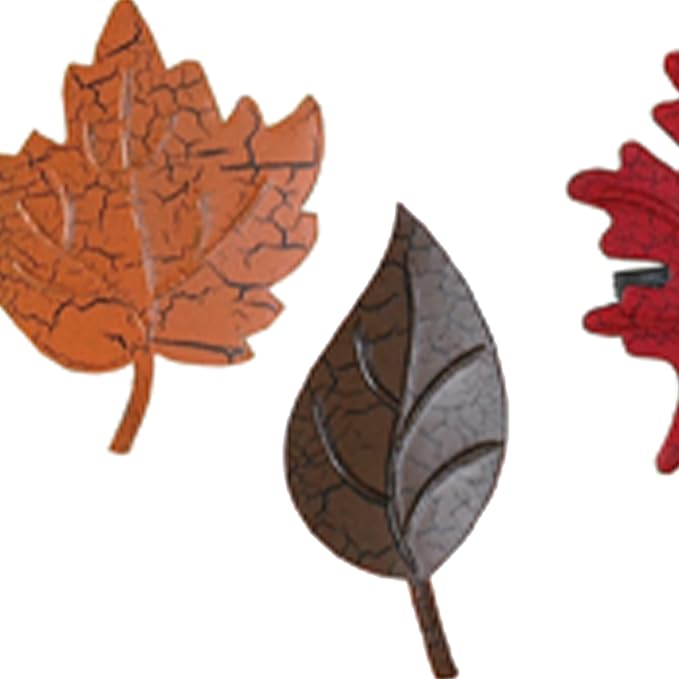 Park Designs Leaf Napkin Ring Set of 4 | Autumn Metal Napkin Holders with Crackled Finish | Vibrant Fall Colors of Orange, Red, Brown & Green | Rustic Farmhouse Thanksgiving Table Decor