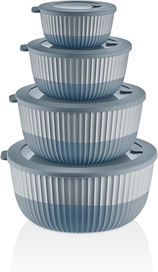Mixing Bowls with Airtight Lids – 8 Piece Nesting Kitchen Set – BPA-Free, Leak-Proof & Stackable – Dishwasher, Microwave & Freezer Safe