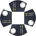 Wedge Placemats for Round Table Woven Vinyl Heat Resistant Washble Easy Clean Table Mats Set of 4（Navy）