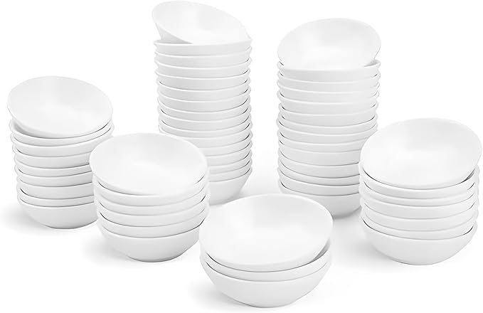 UIBFCWN 55 Pack Ceramic Dipping Bowls, 3 Inch Dipping Sauce Bowls/Dishes, 1.2 oz Soy Sauce Dish, Asian Dipping Dishes for Ketchup, BBQ, Side Dish, Sushi, Condiments, Appetizer