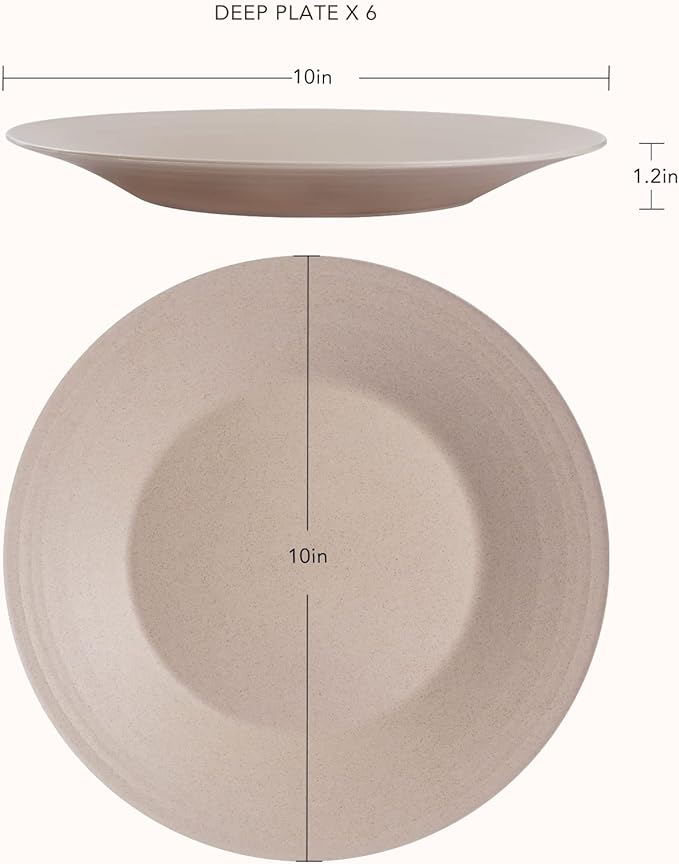 greenandlife 10inch/6pcs Dishwasher & Microwave Safe Wheat Straw Plates - Lightweight Reusable Unbreakable Dinner Plates, Non-toxin, BPA Free and Healthy for Kids & Adults