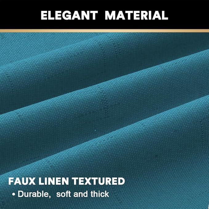 PrinceDeco Blackout Curtains 84 Inches Length 2 Panels Set 100% Blackout Curtains for Bedroom Living Room, Nursery, Office,Solid Linen Textured Curtains with White Liner,Blue Sapphire,42" W x 84" L