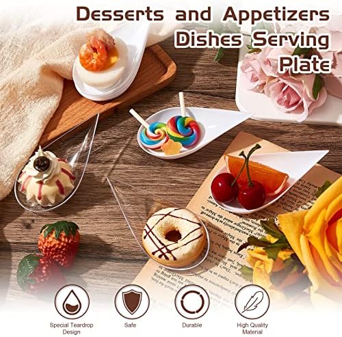 Tessco for you 200 Pcs 4" Mini Appetizer Plates, White, Clear - Image 3
