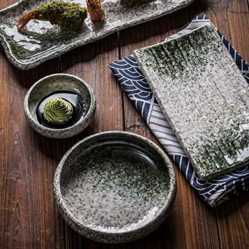 Uaral Salad Plate Appetizer Plate Stoneware Serving Dishes,Japanese Dish Set of 4,5.5 inch 14 oz (Emerald Green) - Image 4