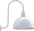 Steel Lighting Co. Hollywood Bowl Light | Outdoor Wall Mounted | 15 inch Bowl Dome | Upslope Gooseneck | Barn Light Made in America | White Exterior/White Interior
