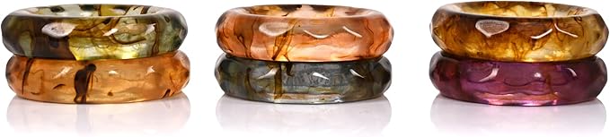 ALPHA Living HOME Spring Pastel Epoxy Napkin Rings - Set of 12 Multi-Color Epoxy Resin Napkin Holders for Modern Tabletop Decor, Perfect for Weddings, Parties, Special Events & Everyday Dining