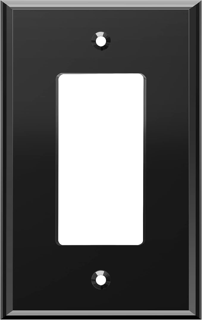 LIDER Reflective Acrylic Decorator Wall Plate, Mirrored Light Switch Plate, Plexiglass Outlet Cover, Acrylic Glass, Oversized 1-Gang 5.25" x 3.44", LWP-31O-ABK, Black