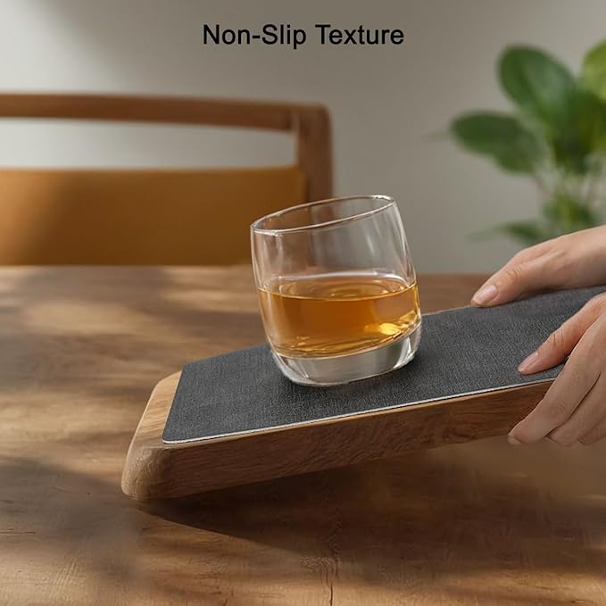 Myir JUN Reversible Vinyl Placemats Set of 8, Faux Leather Place Mats Dual Sided Waterproof Oilproof Wipeable, Heat-Resistant Table Mats for Kitchen Dining Indoor Outdoor (12" x 17", Light Gray Gray)