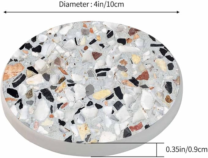 Surface of Terrazzo Floor Texture Coasters for Drinks 2 Pack Antique Beautiful Stone Design Tabletop Protection Kitchen and Coffee Table Décor & Accessories,Set of 2